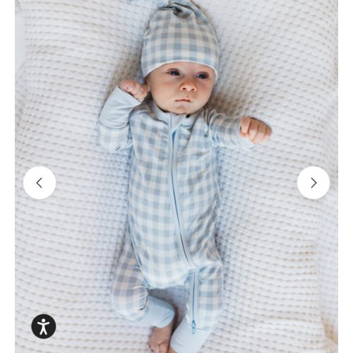 Blue Gingham Zipper Romper – In My Jammers