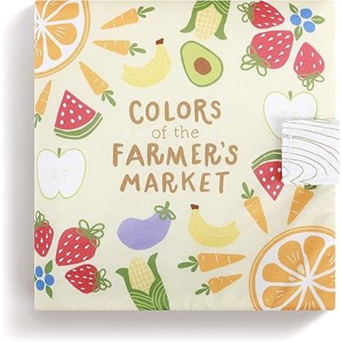 DEMDACO Farmer's Market Bright Colors 7 x 7 Polyester Fabric Baby Soft Touch Feel Book
