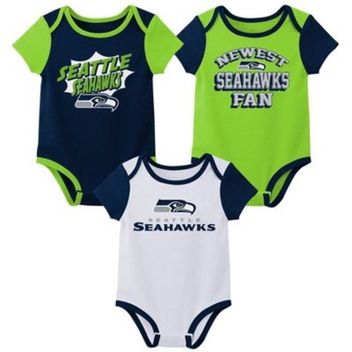 Nfl Seattle Seahawks Infant Boys' 3pk Bodysuit - 12m