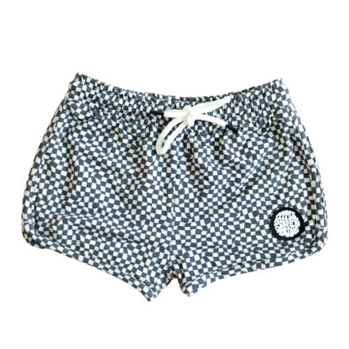 Dark Grey/black Checkered Cotton Lounge Shorts