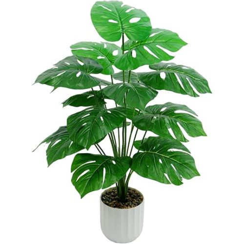 Freyalife 28“ Fake Plant Artificial Monstera for Room Decor, Faux Potted Plants Indoor for Home Living Bedroom Aesthetic Farmhouse Dorm Office Classroom and Outdoor Garden Porch Balcony Decor