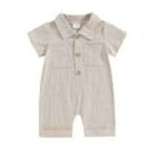 Loalirando Newborn Baby Boy Summer Clothes Stripe Lapel Short Sleeve Gentleman Romper Button Down One Piece Jumpsuit 0-18M