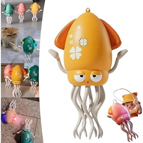 Dancing Octopus Toy, Wiggly Wonder Octopus, Crazy 8-Leg Auto-Dance Toy, with led & Music, Smart-Tentacle Self-Navigating Robotic, Smart Auto-Wiggling, Motor Skill Development (Yellow)