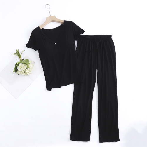Maternity Clothes Savings! Joau Women's Maternity Pajama Set Nursing Pjs Postpartum Breastfeeding Sleepwear Set Short Sleeve V Neck Top & Pants Pregnancy Loungewear