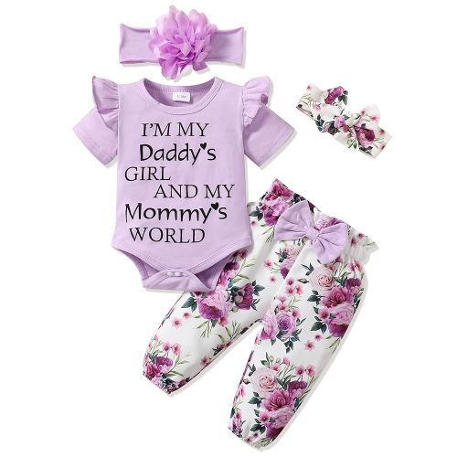 SUNNY PIGGY Newborn Infant Baby Girl Clothes Ruffle Romper Toddler Girl Floral Cotton Pant Sets Girls Clothing Outfit