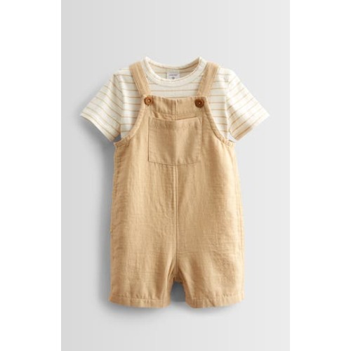 Cotton Bodysuit & Shortalls Set, 3M