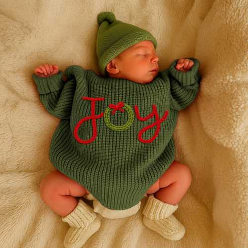 Personalized Christmas Baby Sweater, Toddler Holiday Sweater "Joy" With Wreath, Baby Shower Gift, Baby Christmas Gift, Newborn Outfit