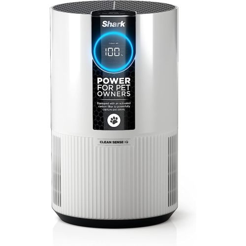 Shark Air Purifier For Home Pets, Allergies, Pet Hair, HEPA Air Filter, 500 Sq Ft, Small Room, Bedroom, Odor Eliminator Clean Sense, Captures 99.98% of Particles, Pet Dander, Fur, Allergens HP102PET