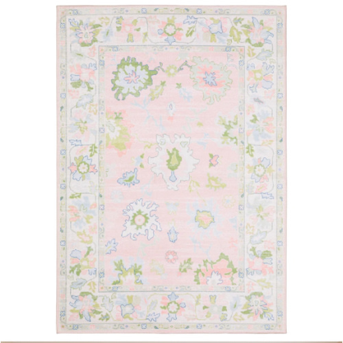 Bungalow Rose Kugler Traditional Bordered Floral Pink/ Green Printed Washable Flat Pile Area Rug & Reviews | Wayfair