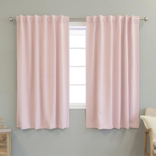 Best Home Fashion 63-in Light Pink Blackout Back Tab Curtain Panel Pair SOLID-63-LIGHT.PINK at Lowes.com
