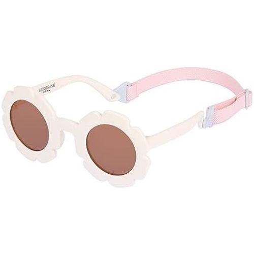 COCOSAND Toddler Sunglasses with Strap Polarized Lens Retro Flexible Flower Frame for Baby Kids Boys Girls Age 3-24 Months