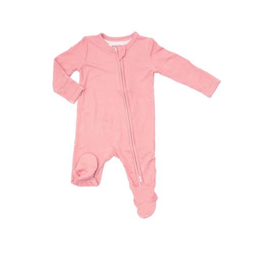 2-way Zipper Footie - Gingham Roses Peony
