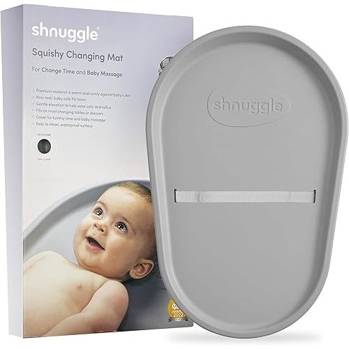 Squishy Changing Mat - Baby Changing Diaper Pad, Wipeable Easy-to-Clean Nappy Station, Warm-to-Touch Surface, Non-Slip Base, No Covers Needed - Grey