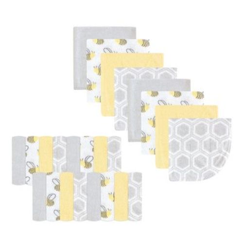 Luvable Friends Baby Unisex Super Soft Bundle Washcloths, Bee, One Size