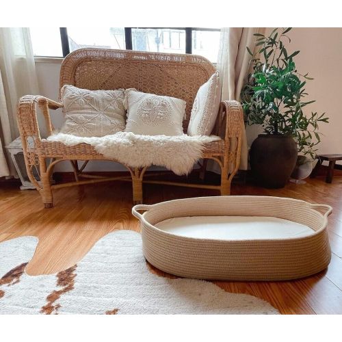 Baby Changing Basket- Boho Moses Basket- Cotton Rope With Mattress