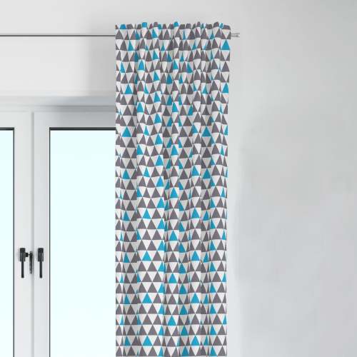 Bacati - Single Light Filtering Curtain Panel Woodlands Animals Aqua/Navy/Grey