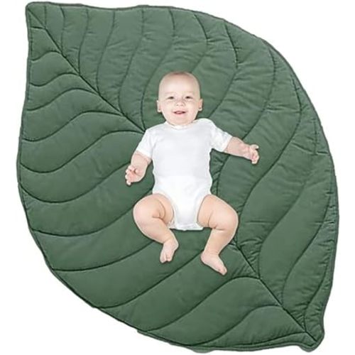 Yuehuam Baby Cotton Play Mat 56.3x42.1inch Leaf Type Floor Cushion Crawling Pad Nursery Rug Baby Activity Carpet for Kid Baby Infant Room Decoration, Photo Studio Prop