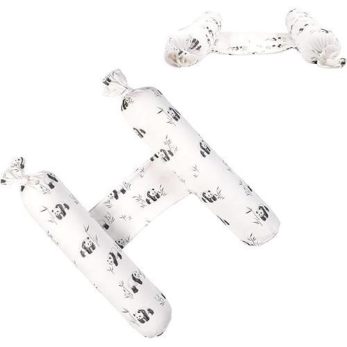 Reidio 1 Pair Multipurpose Pillow Adjustable Candy Shaped Throw Pillow Neck Support Pillow Back Cushion Body Pillow with Removable Soft Cotton Pillowcase ​Machine Washable (Panda)