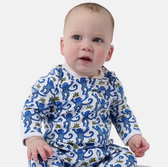 Infant Monkey Zipper Footie