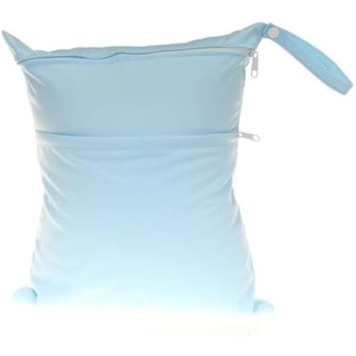 Wet Dry Bag for Baby Cloth Diapers, Waterproof Reusable with Two Zippered Pockets Travel Beach Pool Soiled Baby Items Yoga Gym Bag for Swimsuits or Wet Clothes (sky blue)