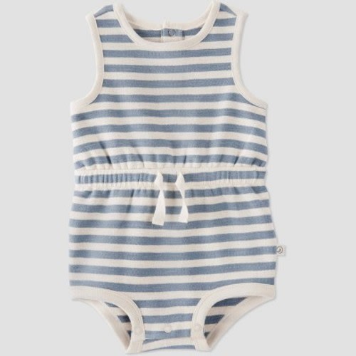 Little Planet by Carter's Organic Baby Striped Romper - Gray, Size: 12M