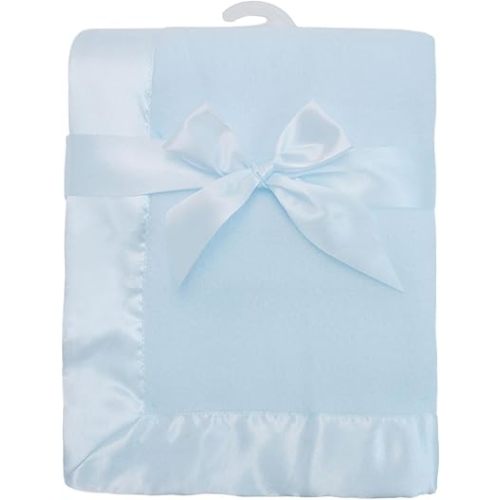 American Baby Company Fleece Blanket (30" x 40") with Silk-Like Satin Trim, Soft, Warm & Cozy, Blue, for Boys and Girls, Perfect for Baby Carrier, Stroller, Travel and Gifting