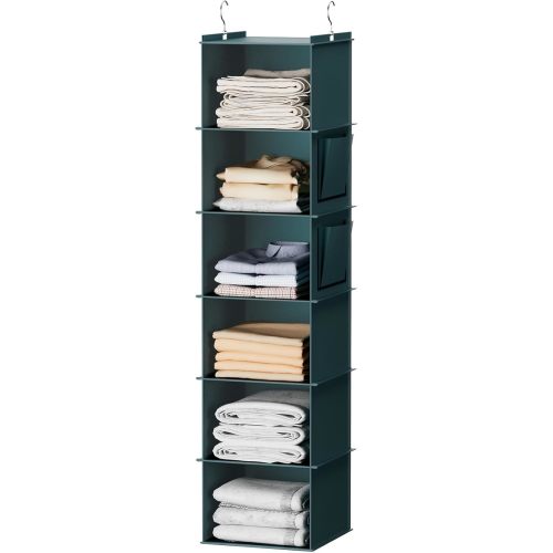 Hanging Closet Organizer, 6-Shelf Closet Hanging Storage Shelves, Green