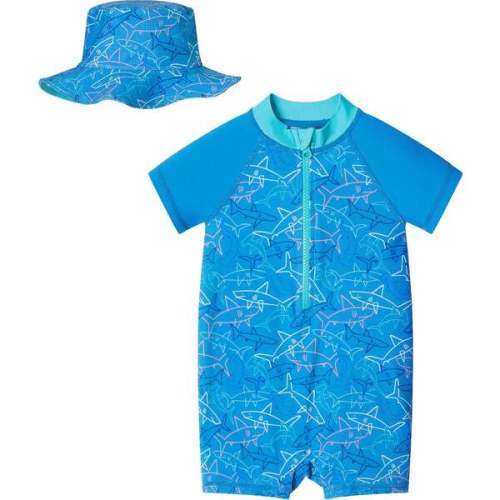 Infant Swim Romper & Hat Set, Shark Adventure - Andy & Evan | Maisonette