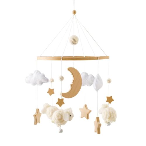 Montessori Baby Crib Mobile for Boys & Girls - Nursery Decor for Infant Bedroom - Gender Neutral Baby Gift (Beige)