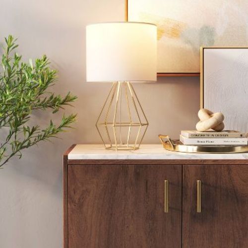 21.5"x11" Large Geo Table Lamp Brass - Threshold™
