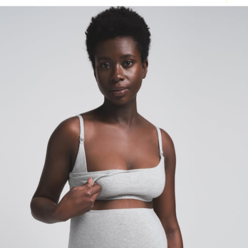 COTTON JERSEY MATERNITY NURSING SCOOP BRALETTE | LIGHT HEATHER GREY