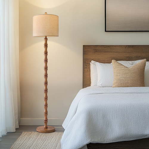 Oneach, Floor Lamp, 62" Tall, Farmhouse Wood Grain Brown