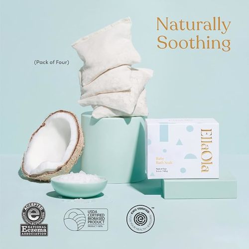 Organic Bath Soak for Babies & Kids - Baby Bath Tea Soaks Made with Oatmeal, Prebiotics to Relieve Dry, Itchy, Eczema Prone Skin While Gently Cleansing, Fragrance Free I 4 Bath Tea Soaks - 1 Count (Pack of 1)