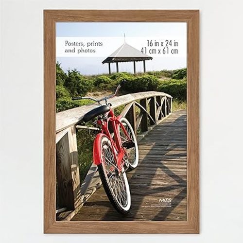 MCS Museum Poster Frame 16x24 Medium Oak Woodgrain, Vertical & Horizontal Wall Hanging Large Picture Frame for Photos, Posters & Art Prints (1-Pack)