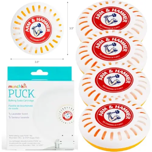 Odor Eliminator Cartridges, 4 Pack, Lavender Scent, Baking Soda Puck, Diaper Pail Deodorizer