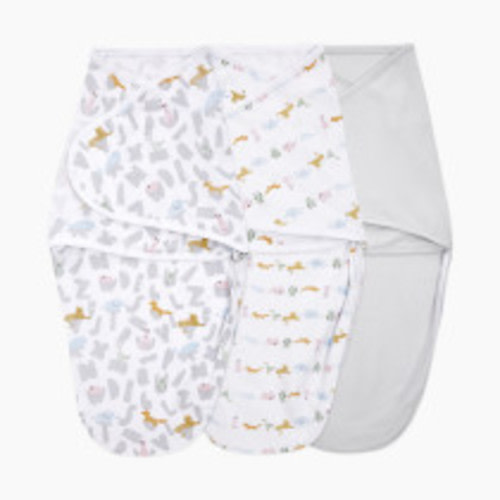 Aden + Anais Essentials Cotton Wrap Swaddles (3 Pack) - Alphabet Animals, 0-3 Months, 3