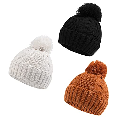 Zsedrut Baby Winter Beanie for Girls Boys Infant Toddler Warm Knit Twist Hat with Pompom
