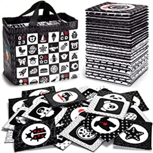 Amazon.com: teytoy Black and White Baby Sensory Toys High Contrast Cards Cloth Fabric Soft Cards for Newborn 0-6 Months Visual Stimulation Early Development with Animals Fruit Number Shape Letter, 26 Pcs : Toys & Games