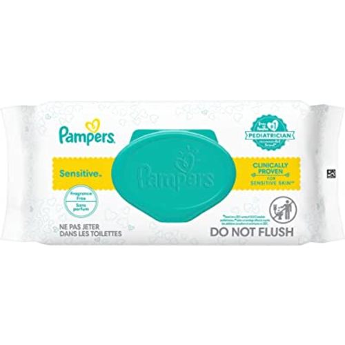 Pampers Sensitive Water Based Hypoallergenic and Unscented Baby Wipes, 56 count Baby Wipes (Packaging May Vary)