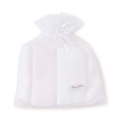 Pink Dot 3 Pack Burp Set w/ Tulle Bag