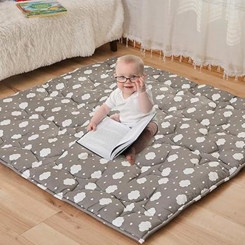 Baby Play Mat for Floor,50”×50” Thick Ultra Soft Playpen Baby Mat for Playing,Non-Slip Baby Crawling Playmat for Babies and Toddlers, Floor Tummy time(Cloud)