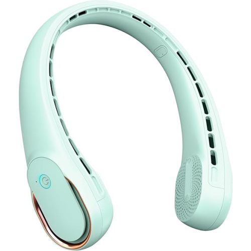 FrSara Neck Fan,Personal Fans for Your Neck, Adjustable, 360° Cooling, Super Quiet, No Blade Fan Design, No Hair Twisting, Even Air Volume On Both Sides, Non-Slip, Short Charging, Long Use Time