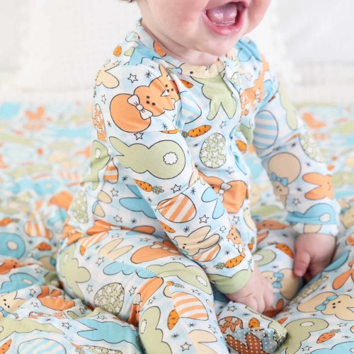 Cottontail Cuties Zipper Footie | Blue