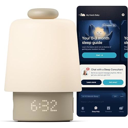 Hatch Baby Sound Machine, Night Light | Hatch Baby Model | Sleep Support | Registry Essential, Routine Builder, Time-to-Rise Alarm Clock, White Noise, Nursery Stories, Toddler Kids (Wi-Fi), Greige
