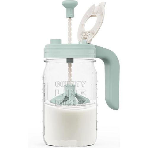 County Line Kitchen Glass Breast Milk Pitcher – 32oz, BPA-Free Formula Mixing Pitcher for Fridge with Airtight Seal, Easy Pour Glass Breastmilk and Formula Mixer