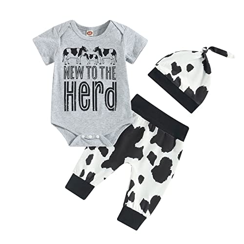 Kayotuas Newborn Baby Boy Girl Clothes Cute Romper Bodysuit and Pants with Hat Western/Ocean 3 Piece Coming Home Outfits