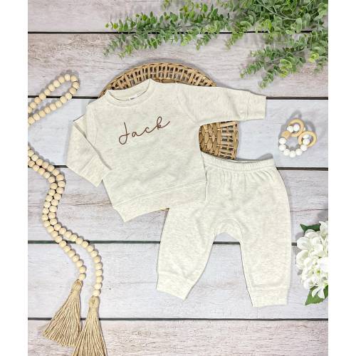 Personalized baby jogger set Custom baby boy outfit Neutral baby gift set baby clothing set Baby name outfit set jogger set for babies
