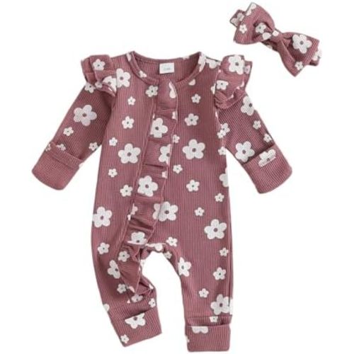 Twopumpkin Newborn Baby Girl Knit Jumpsuit Sweater Romper Newborn Coming Home Outfit Cute Fall Winter Clothes Outfits