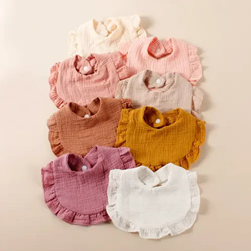 8pcs Newborn Cotton Ruffle Bibs