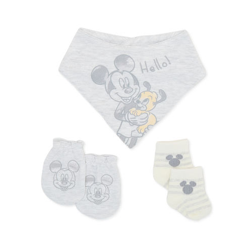 Disney Baby Wishes + Dreams Mickey Mouse Infant Bib, Socks and Mittens Set, 3-Piece